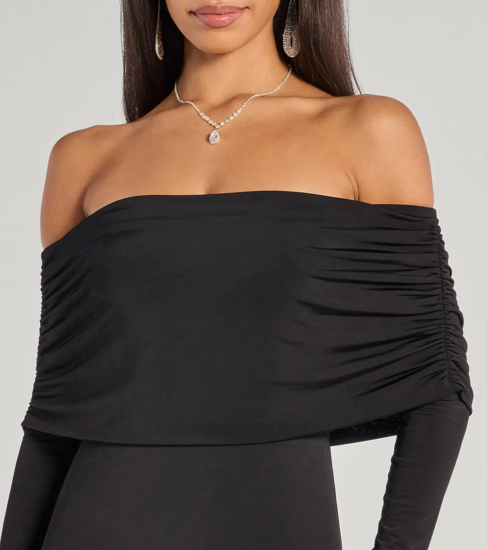 Carmen Off-The-Shoulder Long Sleeve Column Dress sold by Windsor product image thumbnail 3