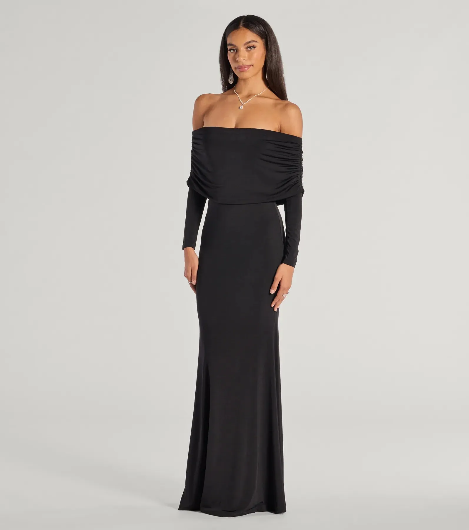 Carmen Off-The-Shoulder Long Sleeve Column Dress sold by Windsor product image thumbnail 4