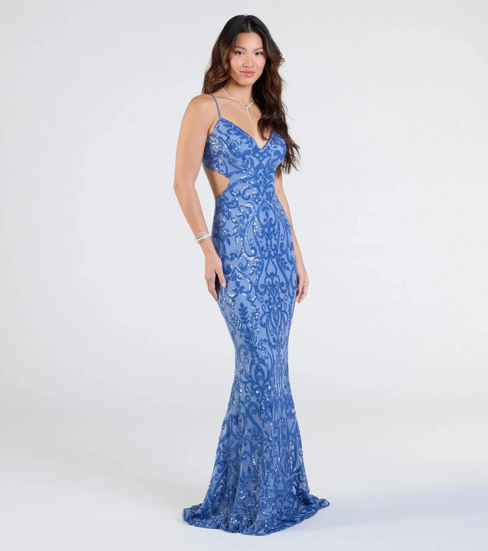 Jenny Cutout Open Back Mermaid Sequin Formal Dress sold by Windsor product image thumbnail 5