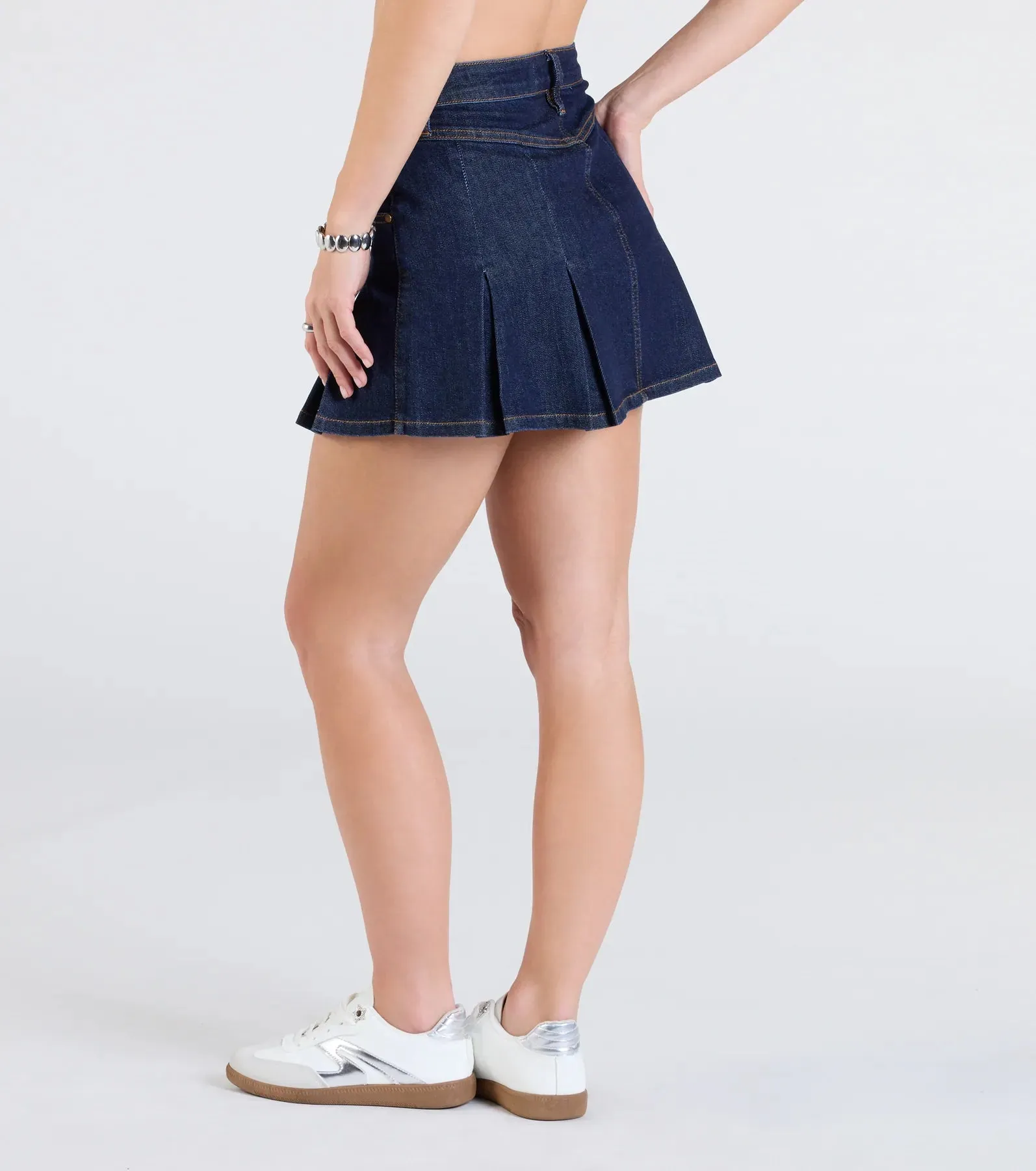 Pleated Princess High Rise Denim Mini Skirt sold by Windsor product image thumbnail 2