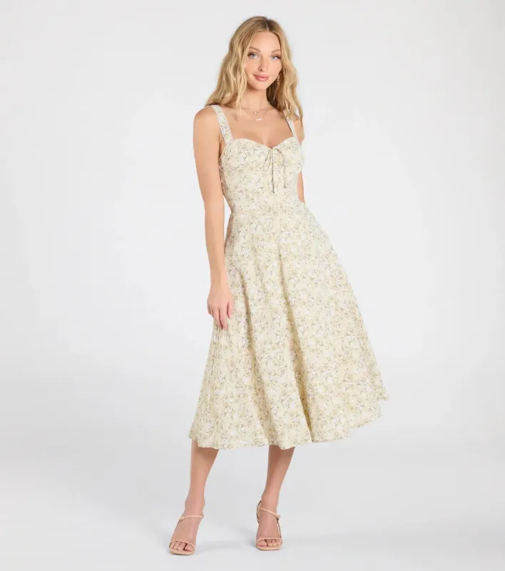 Admired Cutie Floral A-Line Midi Dress sold by Windsor