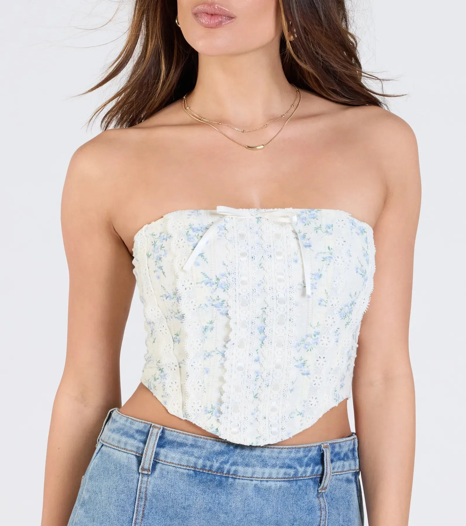 Floral Attitude Lace Trim Corset Top sold by Windsor product image thumbnail 4