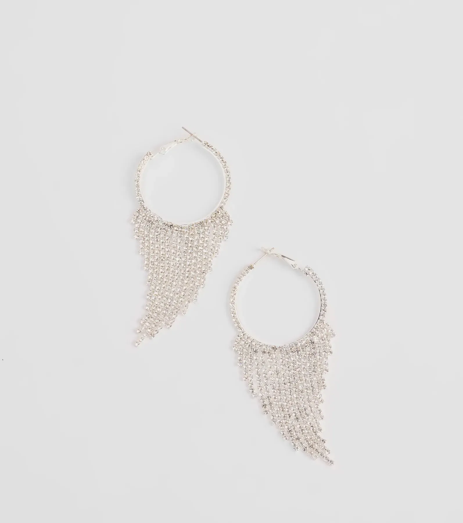 That Girl Rhinestone Fringe Hoop Earrings sold by Windsor