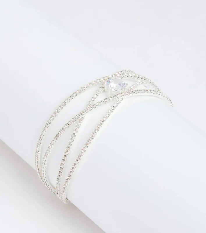 Glam Luxe Cubic Zirconia Criss-Cross Bracelet sold by Windsor