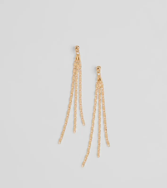 Shining Bright Chain Fringe Earrings sold by Windsor