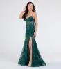 Amanza Corset Slit Mermaid Tulle Formal Dress sold by Windsor