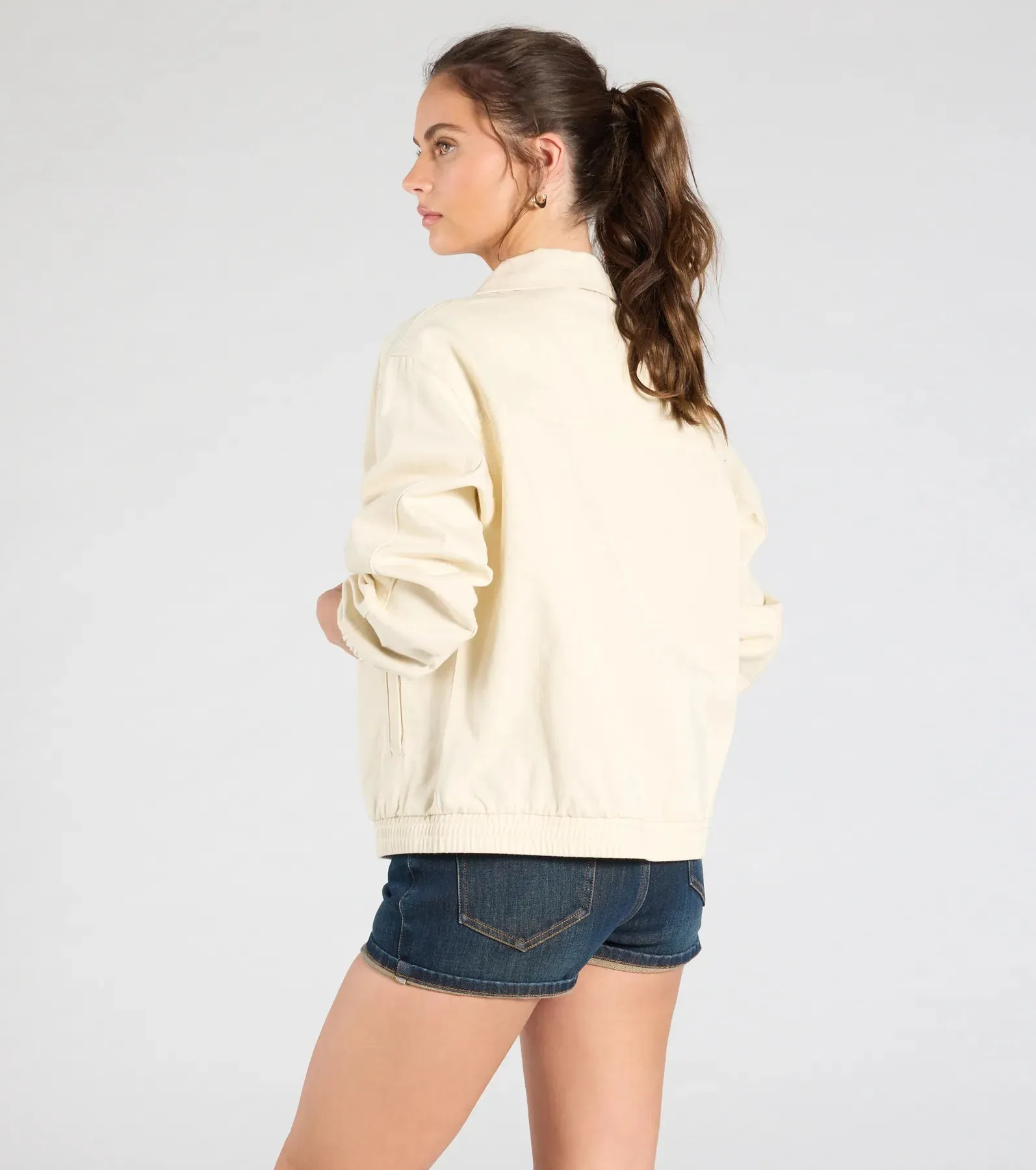 Keeping It Cool Oversized Denim Bomber Jacket sold by Windsor product image thumbnail 2