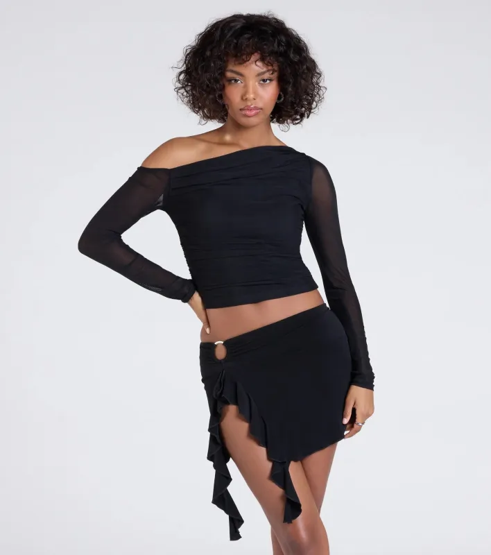 Feeling Myself Slit Ruffle Mini Skirt sold by Windsor