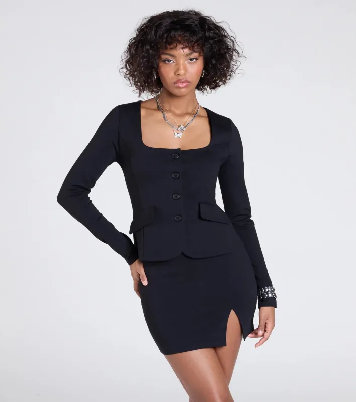 Polished Icon Square Neck Ponte Blazer sold by Windsor