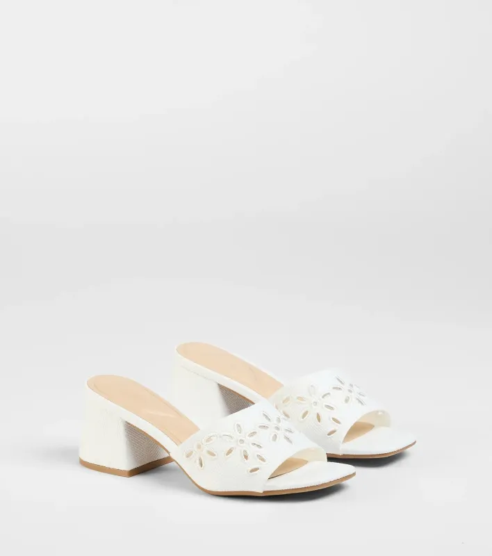 Perfect Pair Cutout Block Heel Mules sold by Windsor