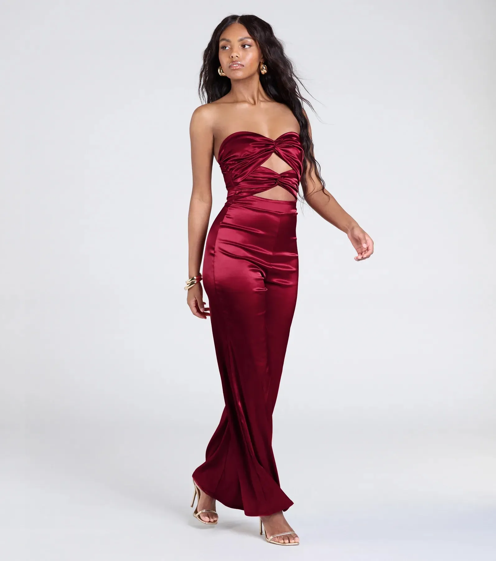 Looking Luxe Cutout Satin Wide-Leg Jumpsuit sold by Windsor product image thumbnail 4