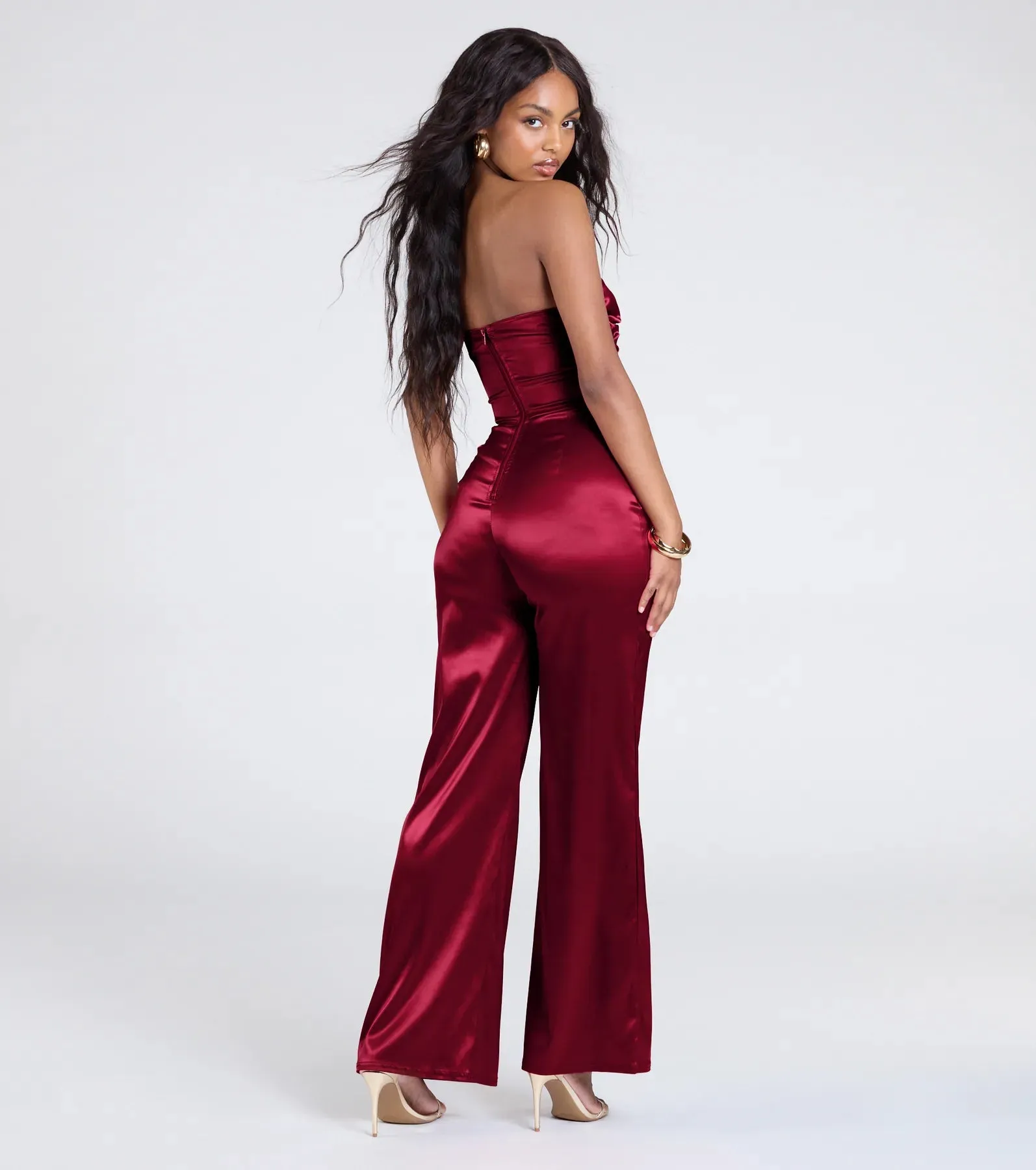 Looking Luxe Cutout Satin Wide-Leg Jumpsuit sold by Windsor product image thumbnail 2