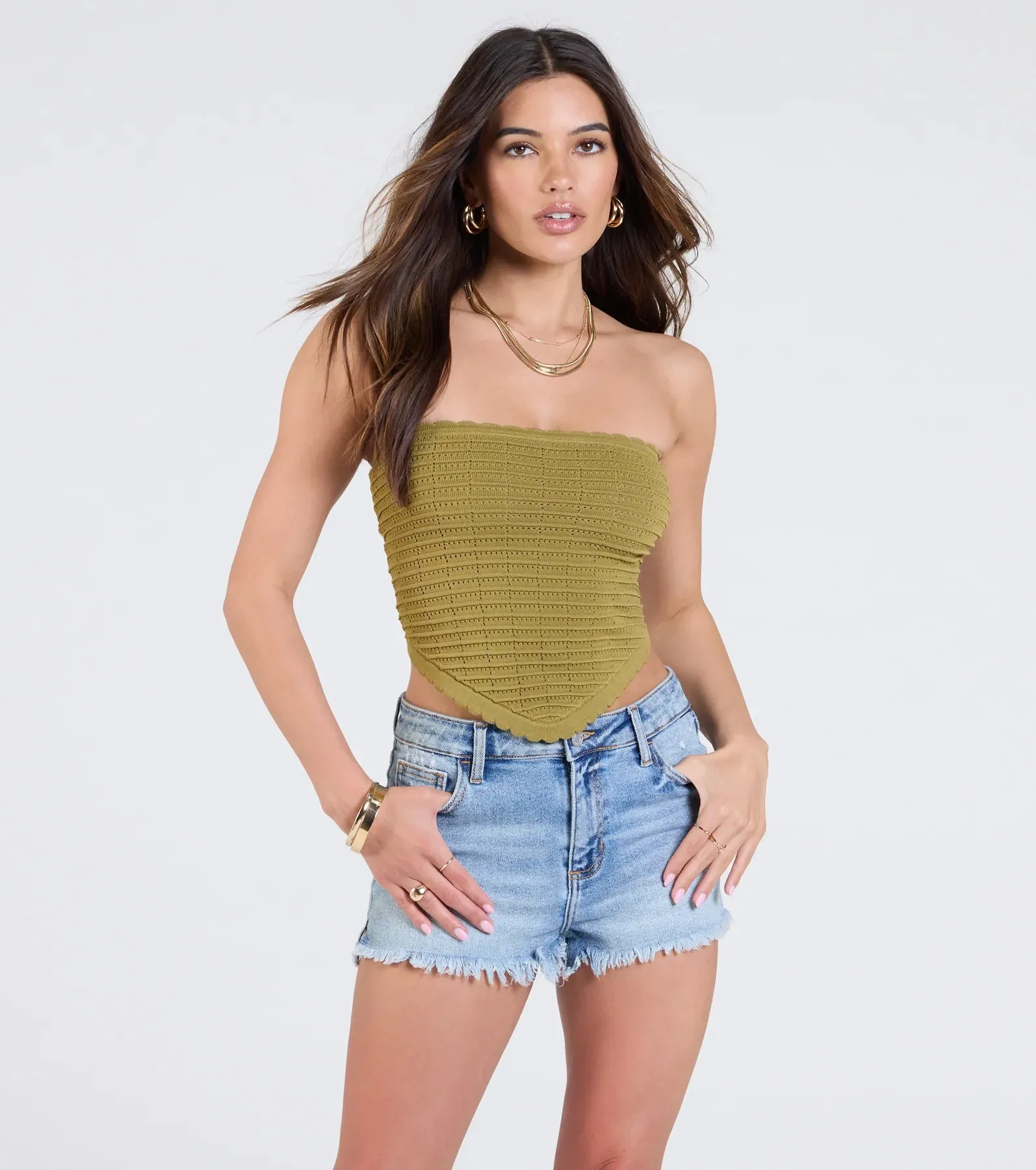 Total Fave Strapless Knit Crop Top sold by Windsor