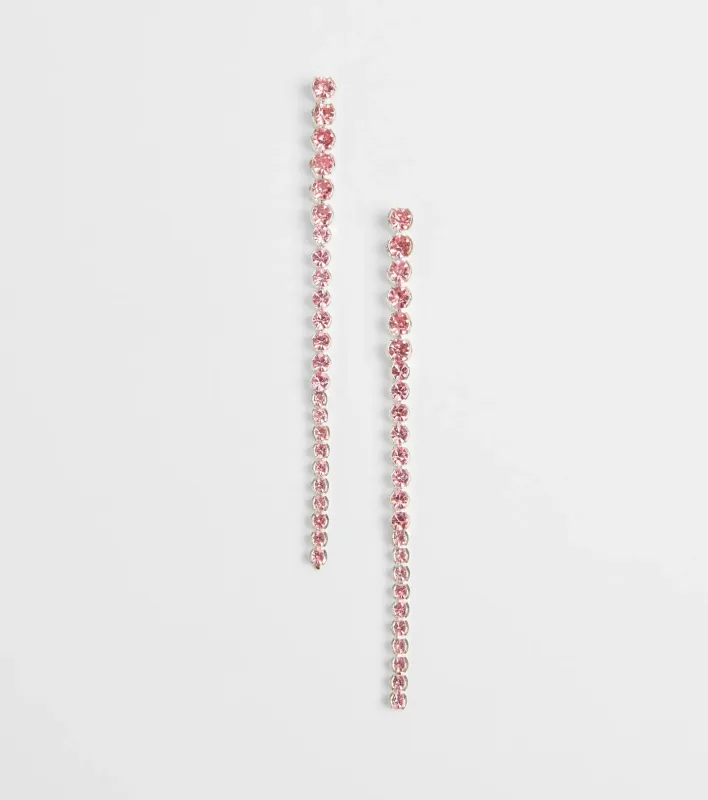 Glitzy Drama Rhinestone Linear Earrings sold by Windsor