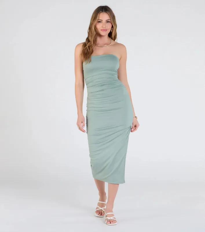Casually Sultry Strapless Bodycon Midi Dress sold by Windsor