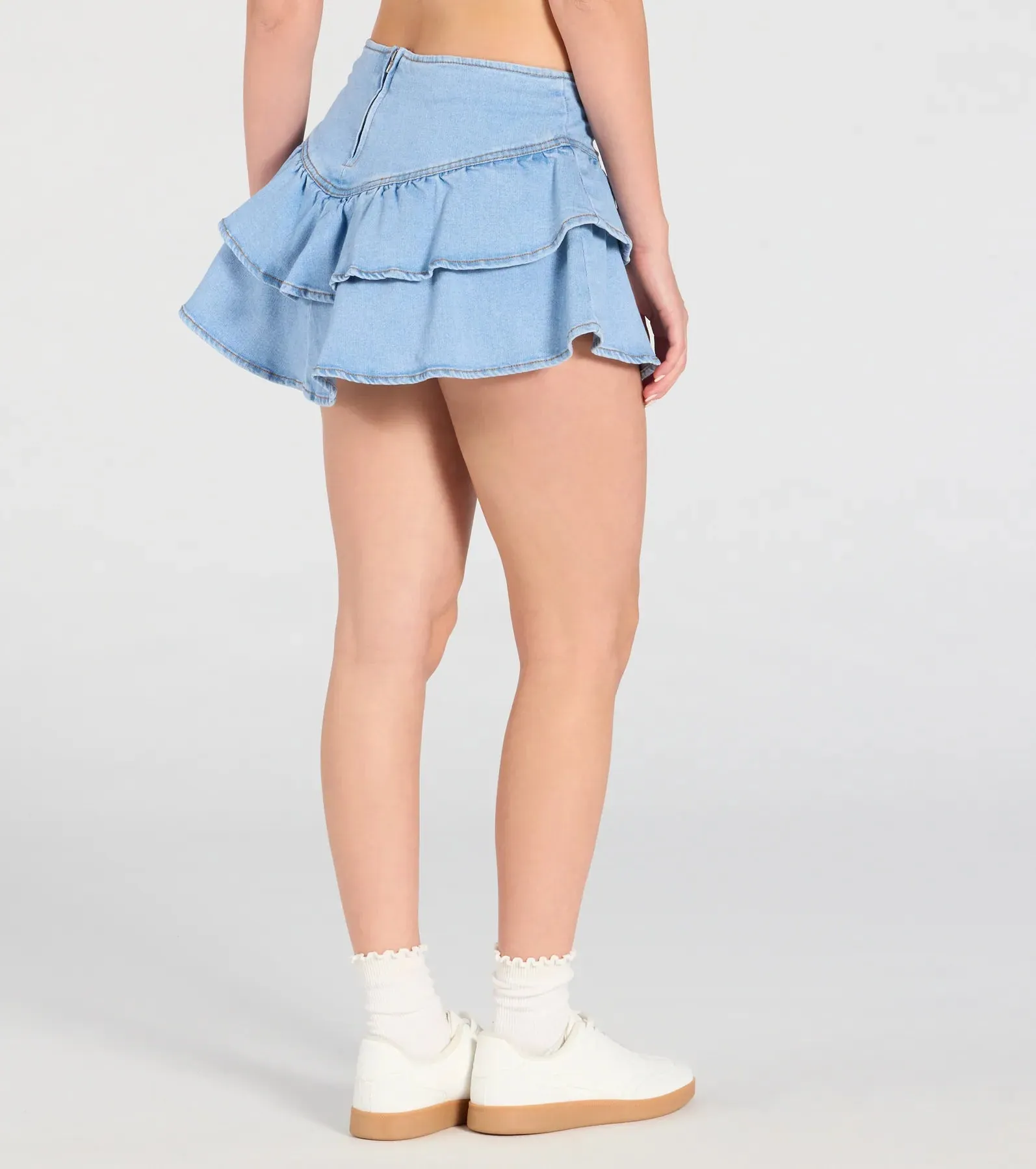 Cute Trendsetter Ruffled Denim Skort sold by Windsor product image thumbnail 2