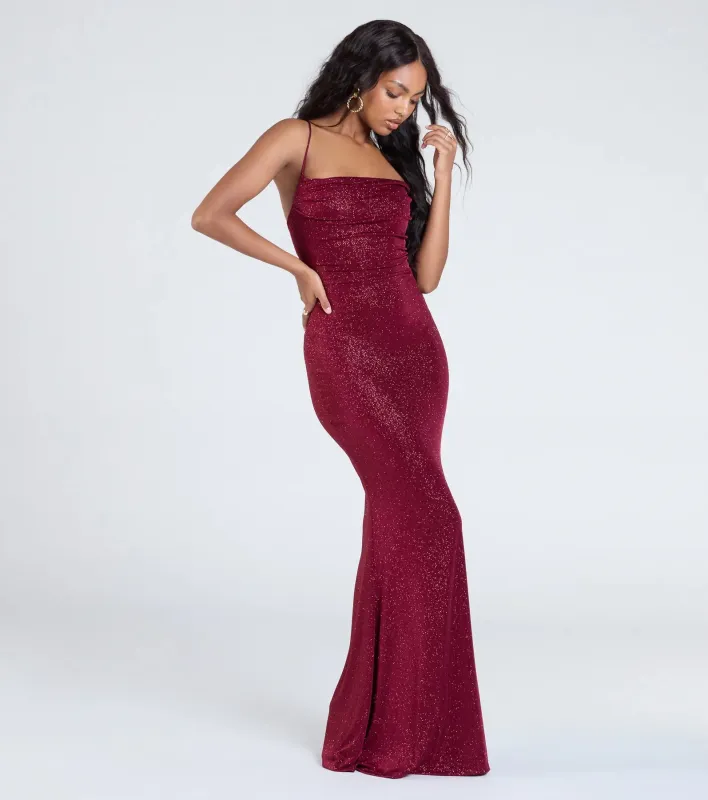 Joan Lace-Up Mermaid Glitter Formal Dress sold by Windsor