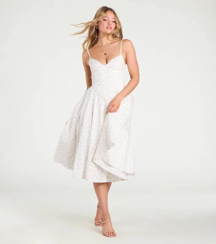 Dream Of Me Corset Lace-Up Floral Midi Dress sold by Windsor