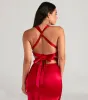 Jamie Lace-Up Satin Formal Column Dress sold by Windsor