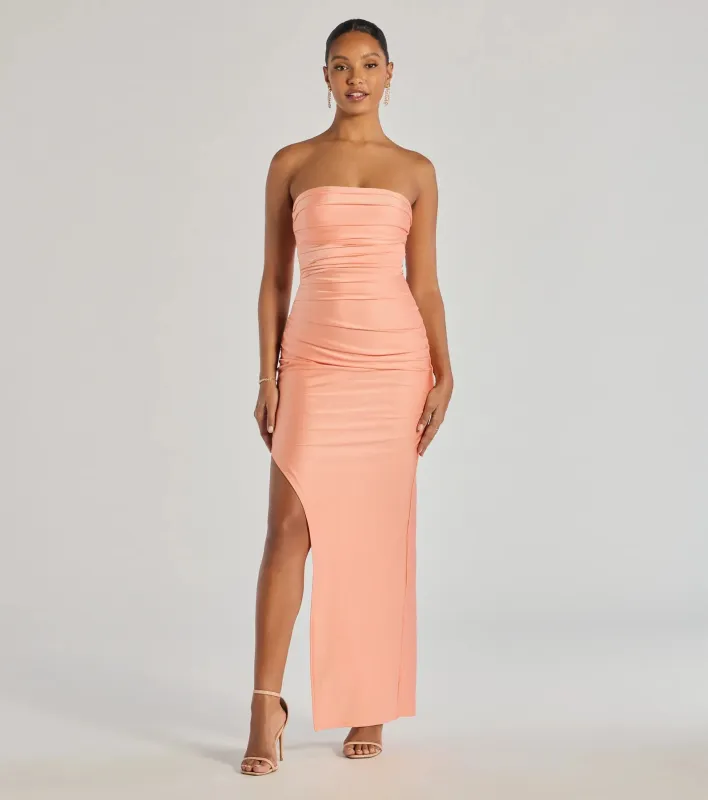 Anisley Strapless High Slit Column Formal Dress sold by Windsor