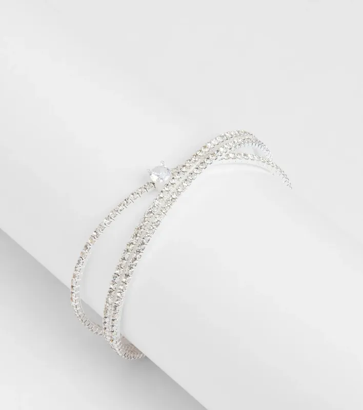 Luxe Invitation Rhinestone Criss Cross Bracelet sold by Windsor