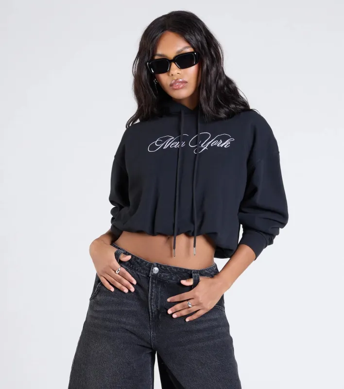 New York Bubble Crop Hoodie sold by Windsor