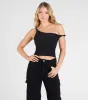 Iconic Chic One-Shoulder Crop Top sold by Windsor