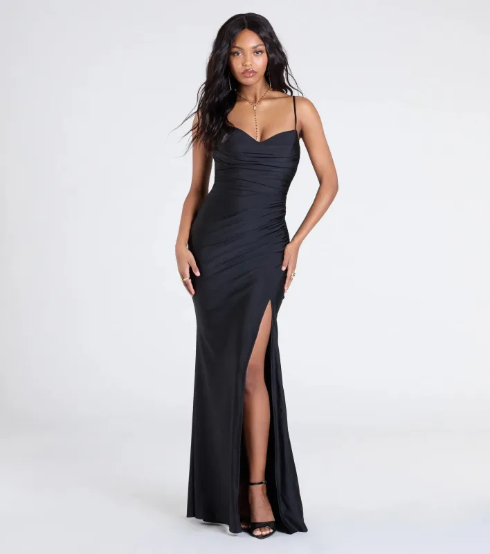 Marcie Cowl Neck Slit Mermaid Formal Dress sold by Windsor