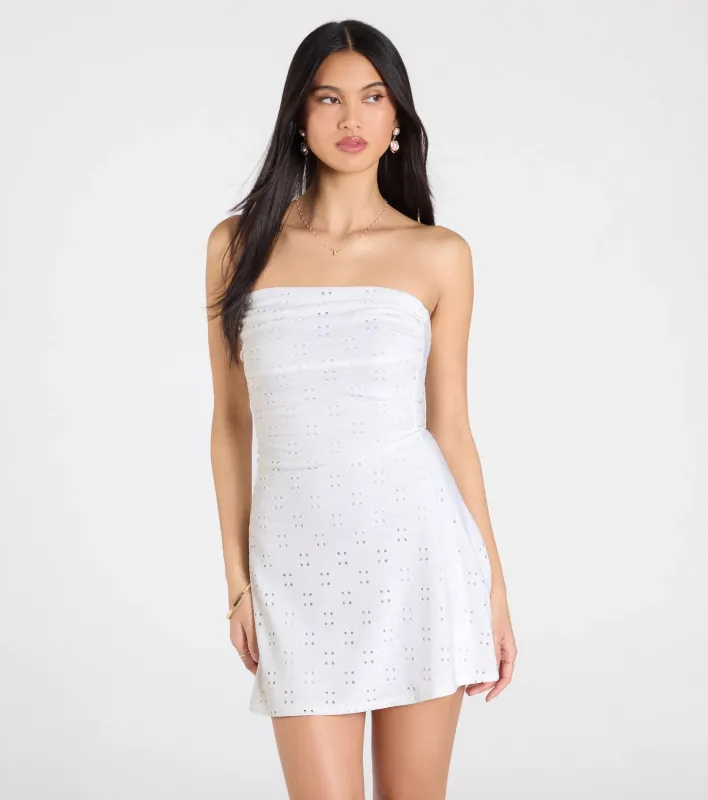 Lovely In Eyelet A-Line Mini Dress sold by Windsor