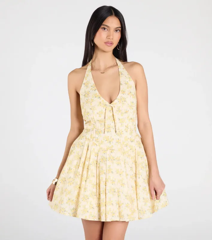 Dressing For Sunshine Halter Floral Skater Dress sold by Windsor