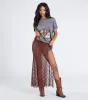 Sheer Romantic High-Rise Slit Lace Maxi Skirt sold by Windsor