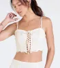 Boho Muse Lace-Up Embroidered Crop Top sold by Windsor