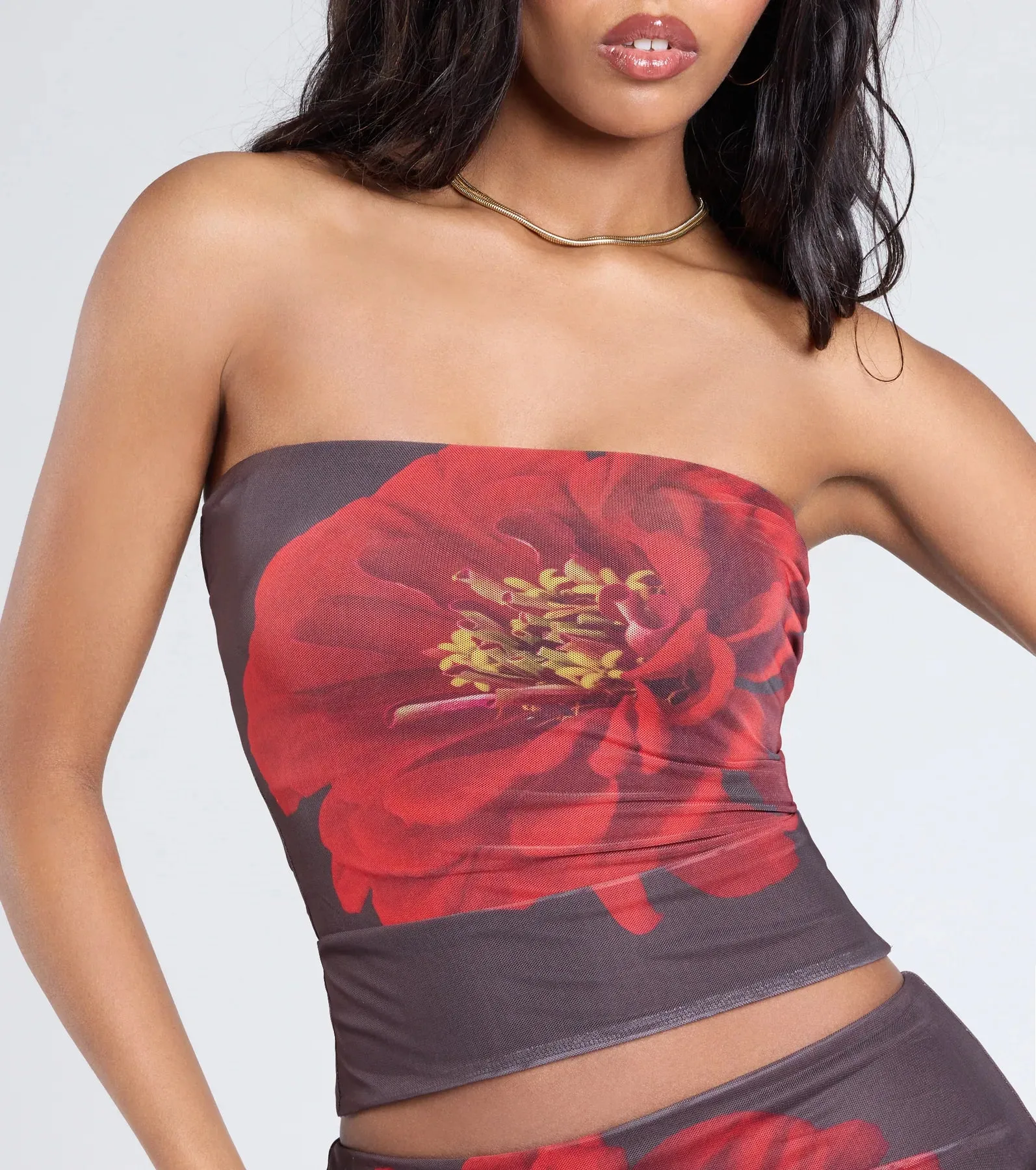 Bold Flirt Floral Mesh Tube Top sold by Windsor product image thumbnail 4