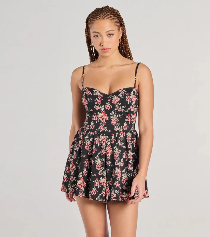 Thriving Allure Sweetheart Floral Romper sold by Windsor