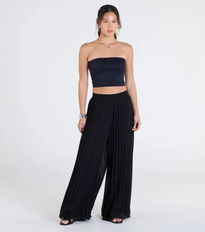 Pretty Pleats High-Rise Chiffon Palazzo Pants sold by Windsor