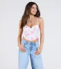 Cheerful Blooms Floral Lace-Up Eyelet Bustier sold by Windsor