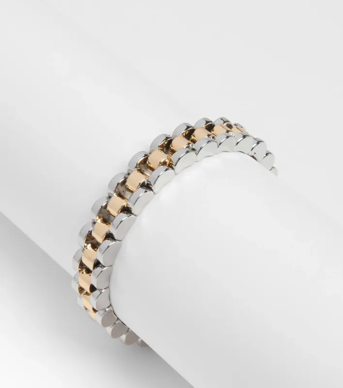 All About Edgy Two Tone Stretch Bracelet sold by Windsor