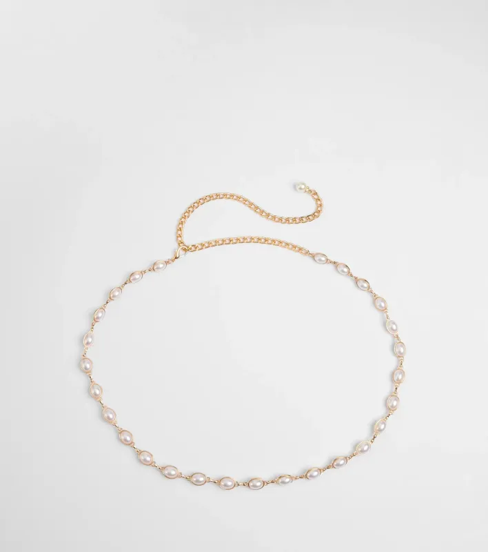 Oh-So-Chic Faux Pearl Chain Belt sold by Windsor