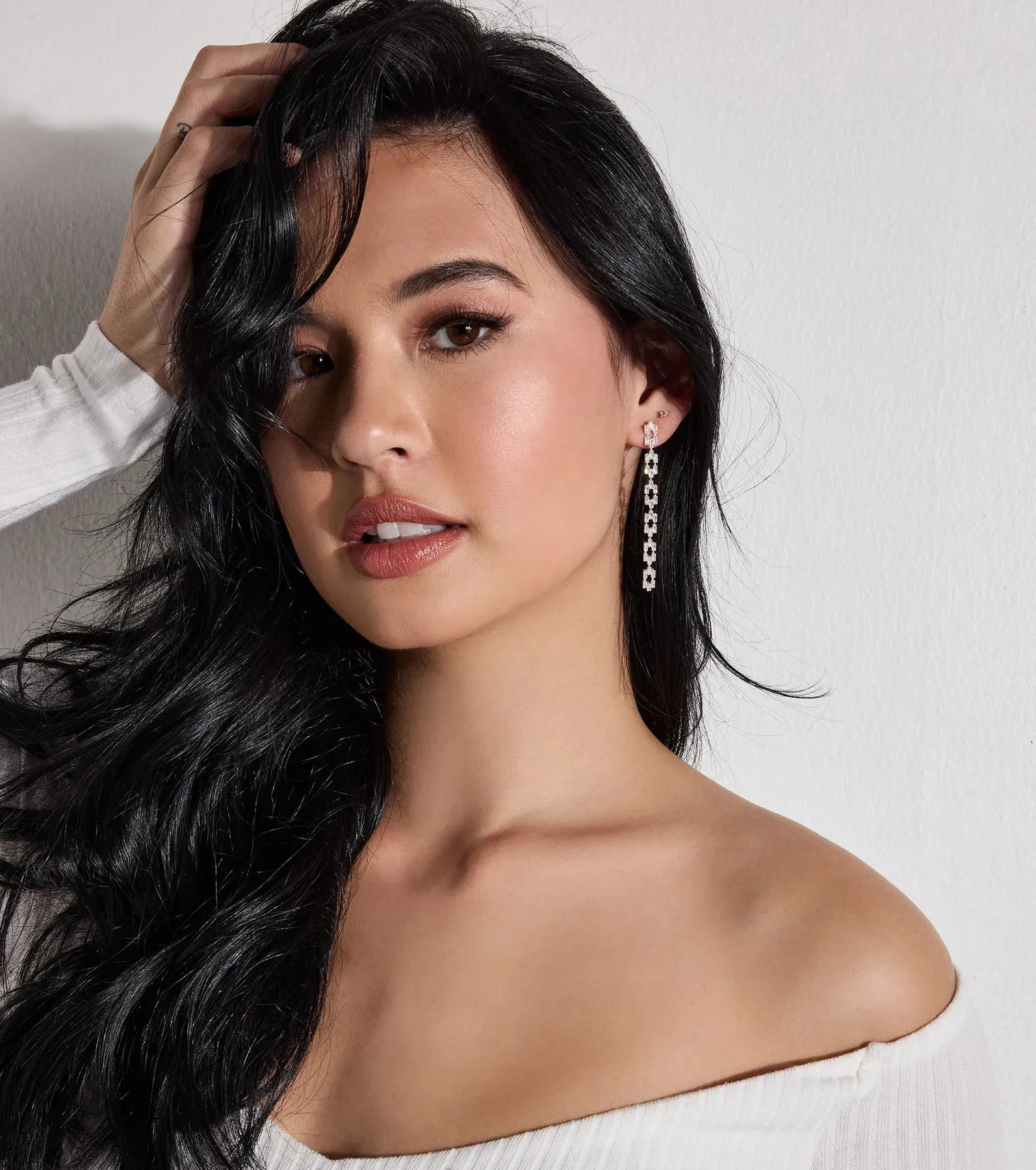 Luxe Glam Rhinestone Chain-Link Earrings sold by Windsor product image thumbnail 2