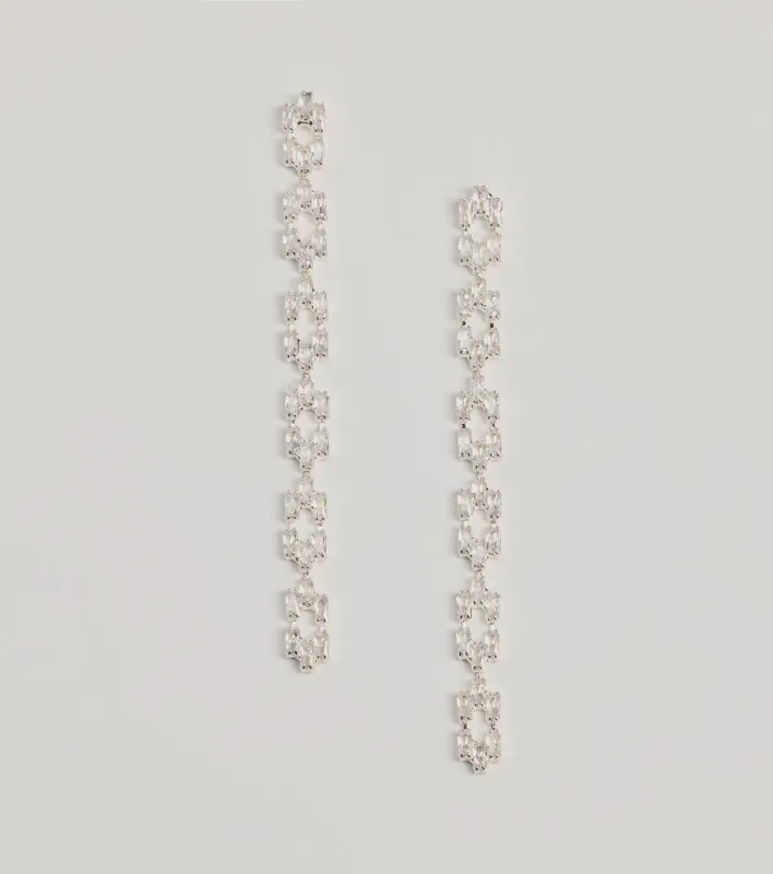 Luxe Glam Rhinestone Chain-Link Earrings sold by Windsor