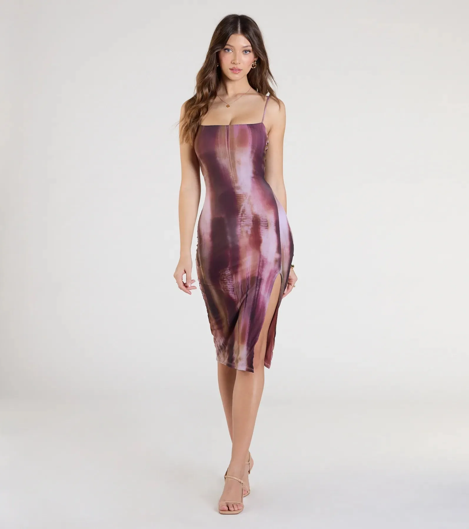 Dreamy Look Abstract Print Mesh Midi Dress sold by Windsor