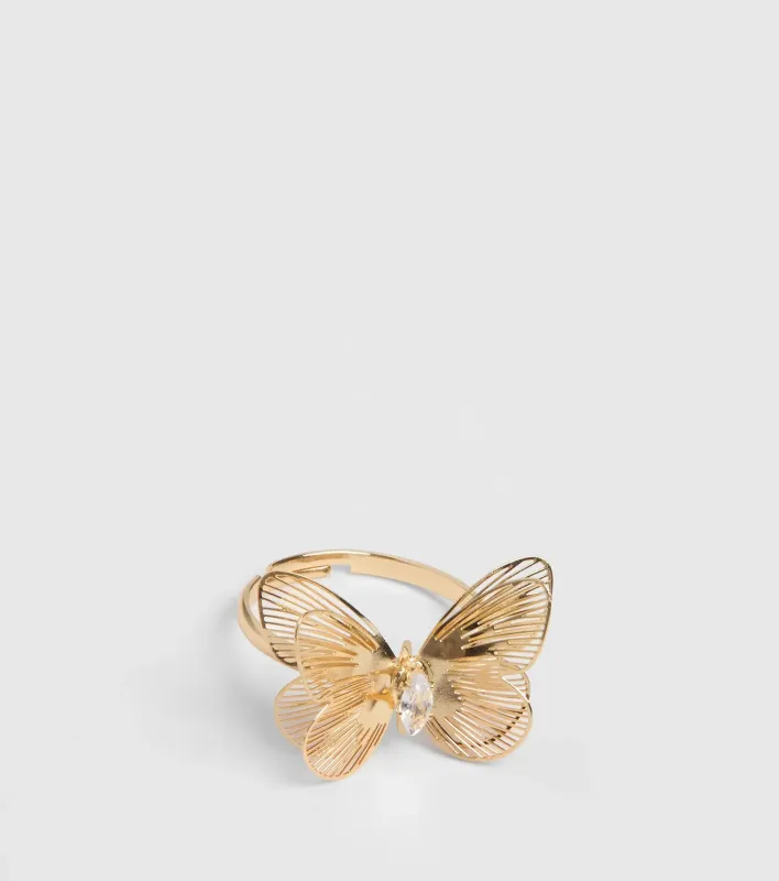 Whimsical Beauty Rhinestone Butterfly Ring sold by Windsor