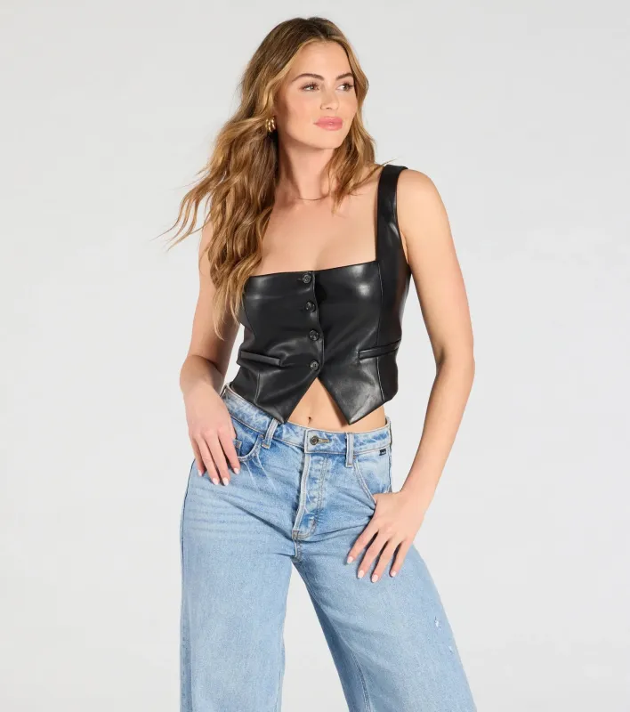 Attractive Influence Square Neck Button Vest sold by Windsor