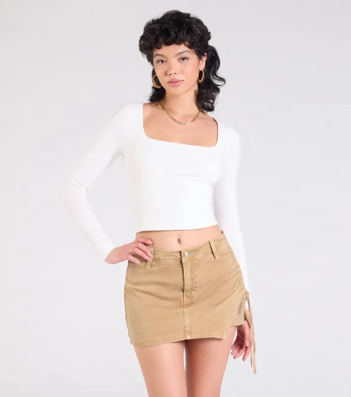 Take Me Places High-Rise Denim Mini Skort sold by Windsor