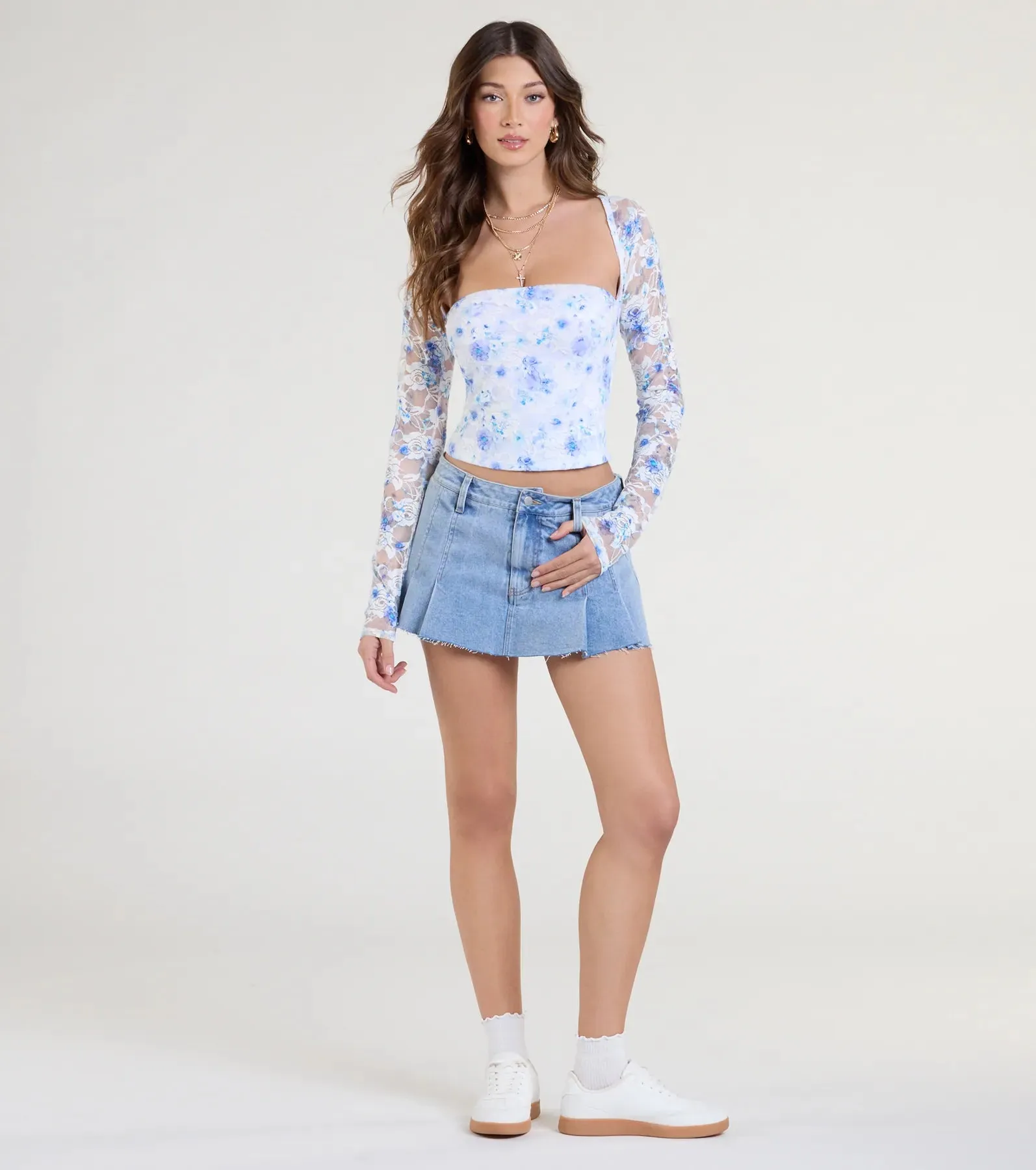 Sweetly Romantic Floral Lace Crop Top sold by Windsor product image thumbnail 3