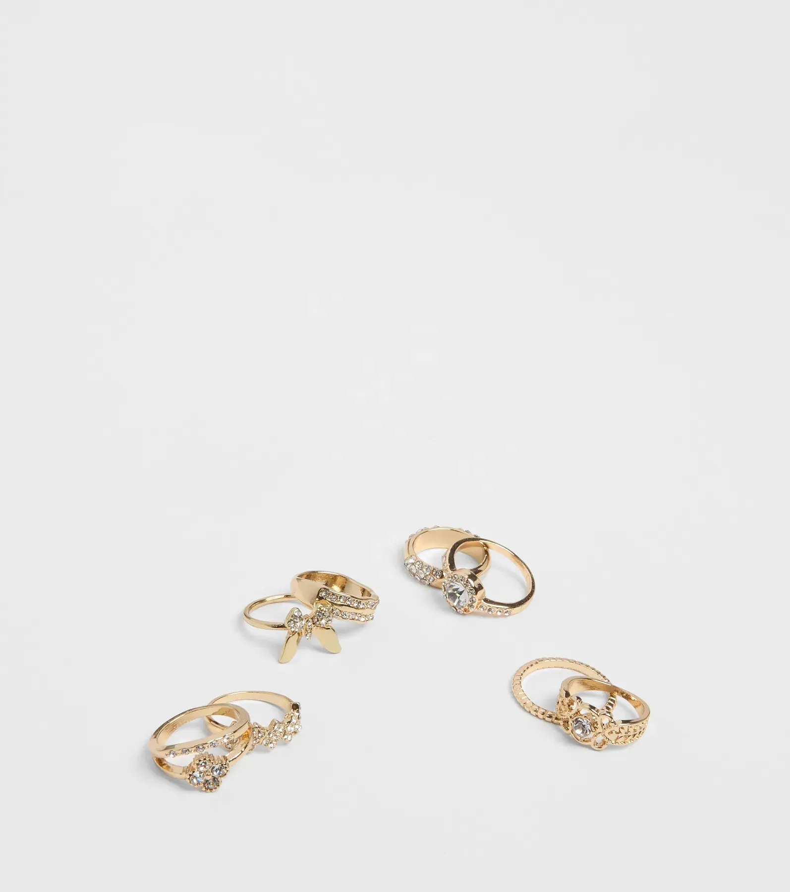 Take A Bow Rhinestone Eight Pack Ring Set sold by Windsor