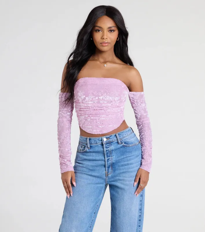 Divine Energy Off-The-Shoulder Crop Top sold by Windsor