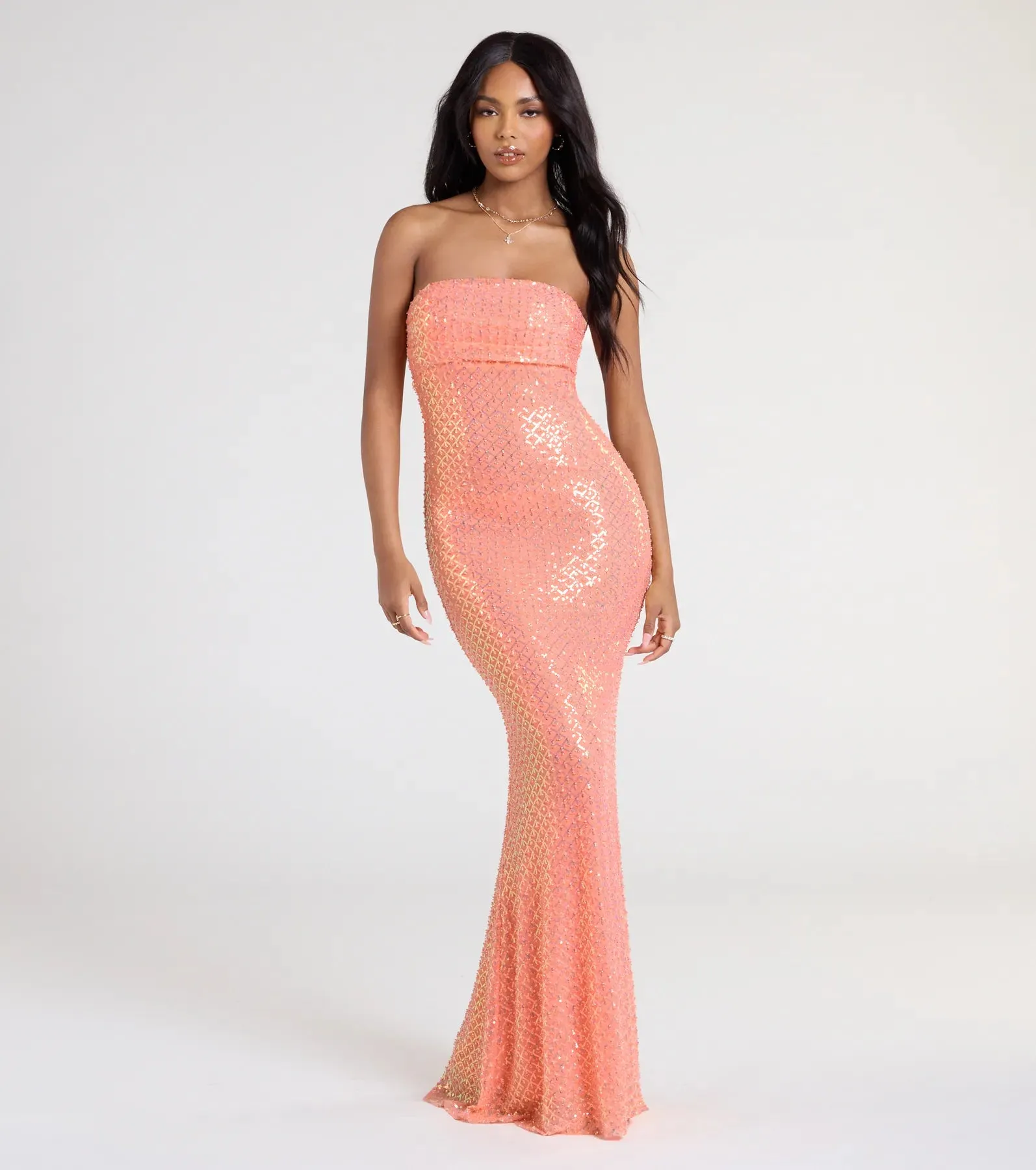 Adrianna Strapless Mermaid Sequin Bead Formal Dress sold by Windsor