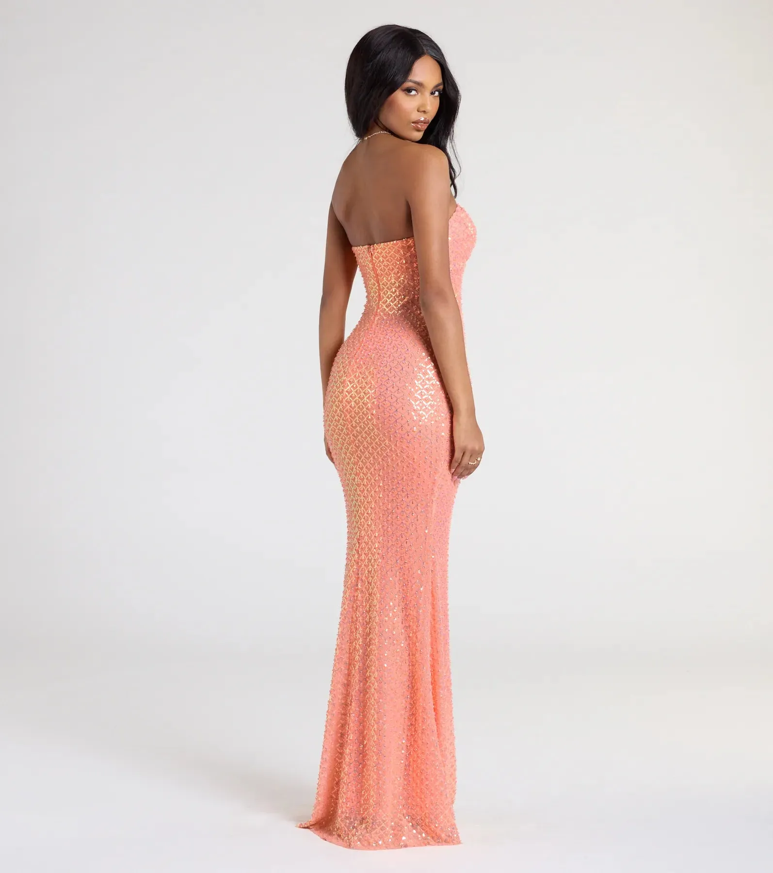 Adrianna Strapless Mermaid Sequin Bead Formal Dress sold by Windsor product image thumbnail 2