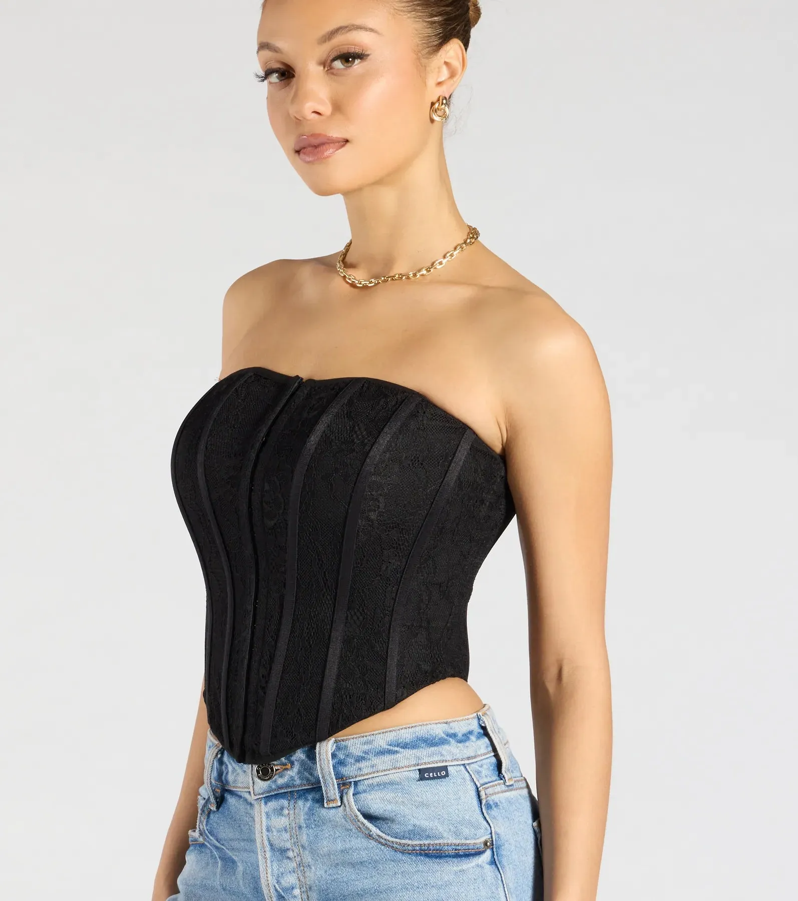 Talk Lace Strapless Corset Top sold by Windsor product image thumbnail 4